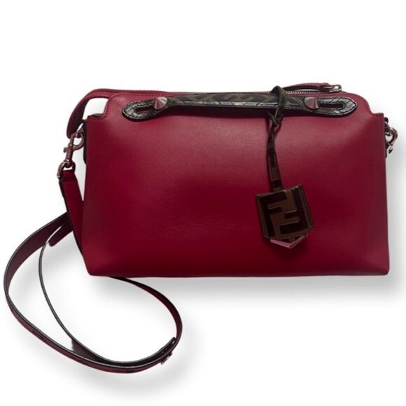 Fendi Small By The Way Red With FF Embossed Handles - Picture 3 of 13